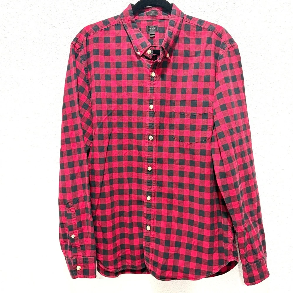J. Crew Oxford Plaid‎ Men's Shirt XL
